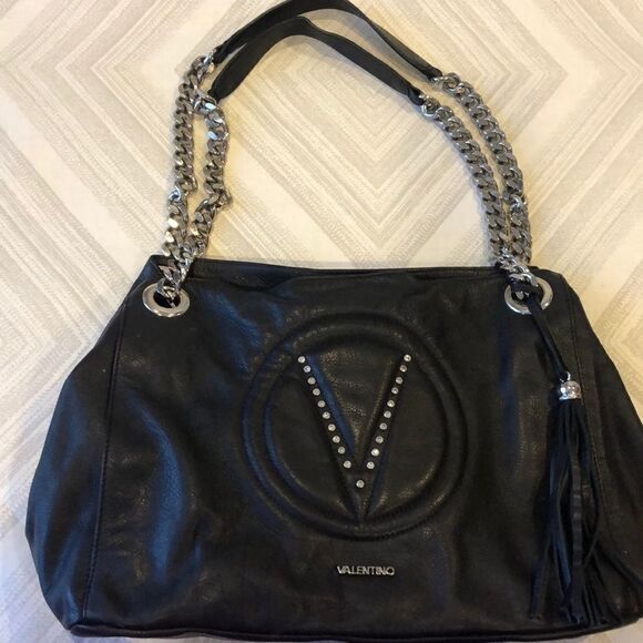 Valentino by Mario Valentino Black Leather V Bag - Picture 1 of 8